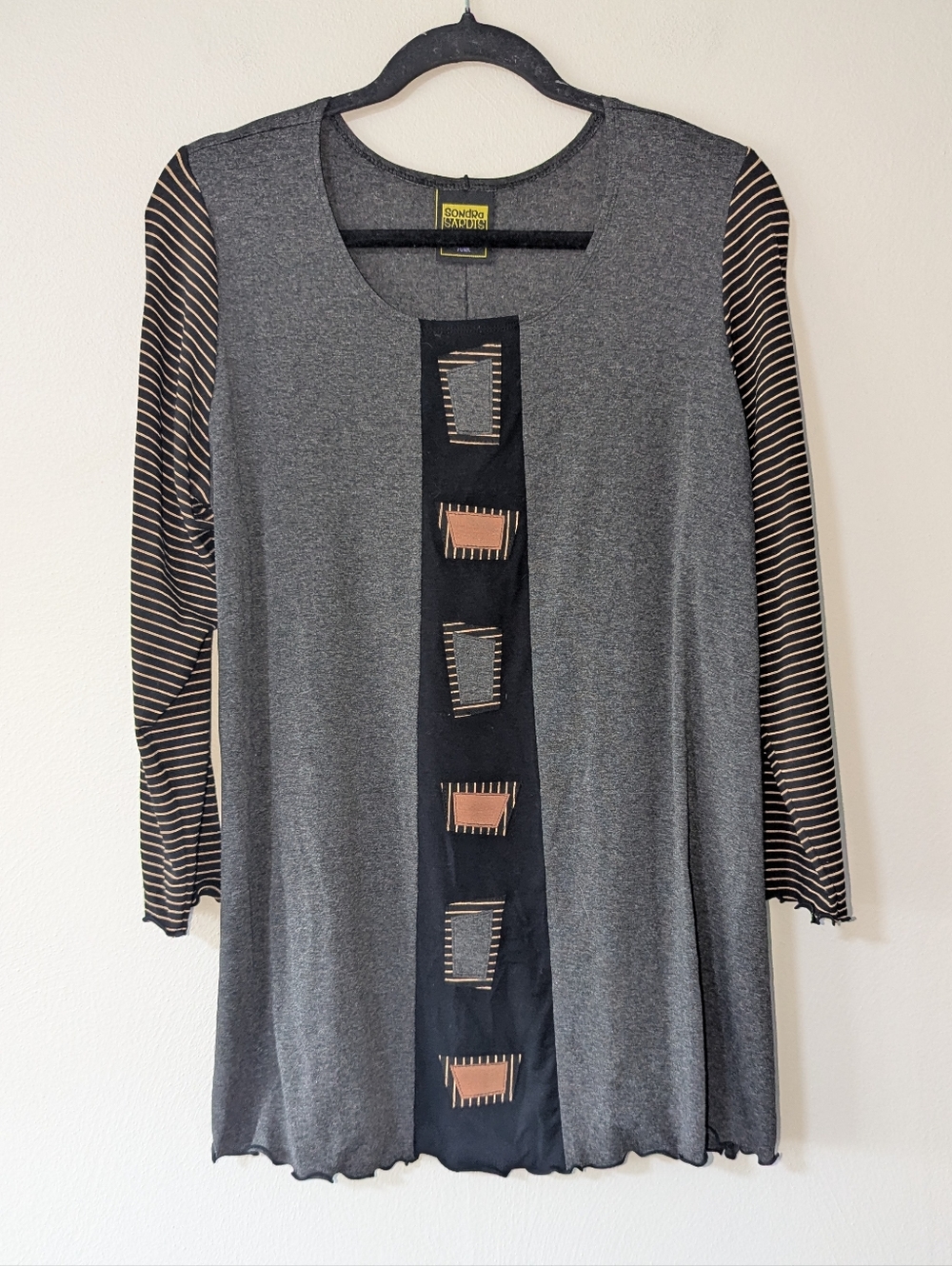 M Sondra Sardis Art to Wear Striped Tunic Top